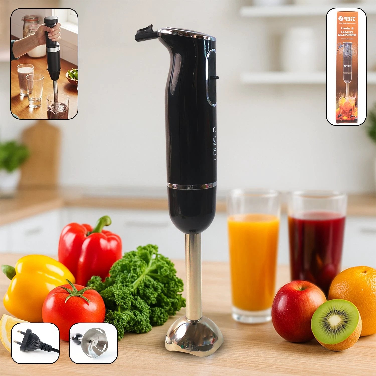 Orbit Electric Hand Blender With Stainless Steel Blade (1 Pc) by Wukusy