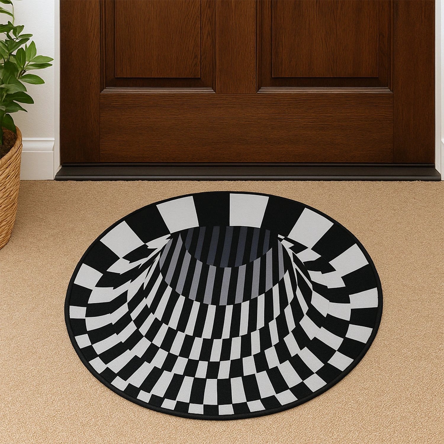 3d Space Round Carpet Floor Mat Non-woven Doormat (60 Cm) by Wukusy