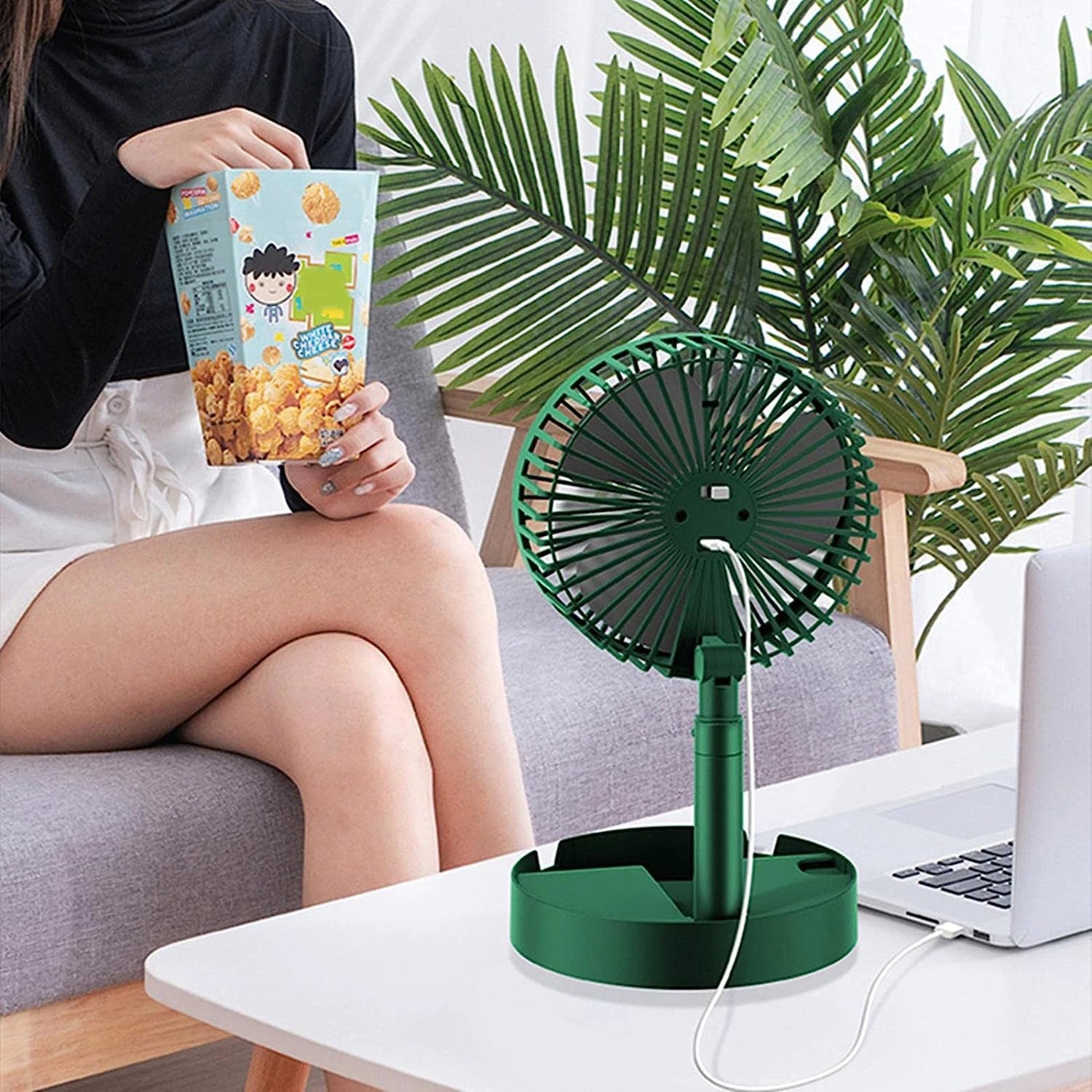 4642 Telescopic Electric Desktop Fan Height Adjustable Foldable  Portable For Travelcarry  Silent Table Top Personal Fan For Bedside Office Table (Battery Not Include) - 69kart