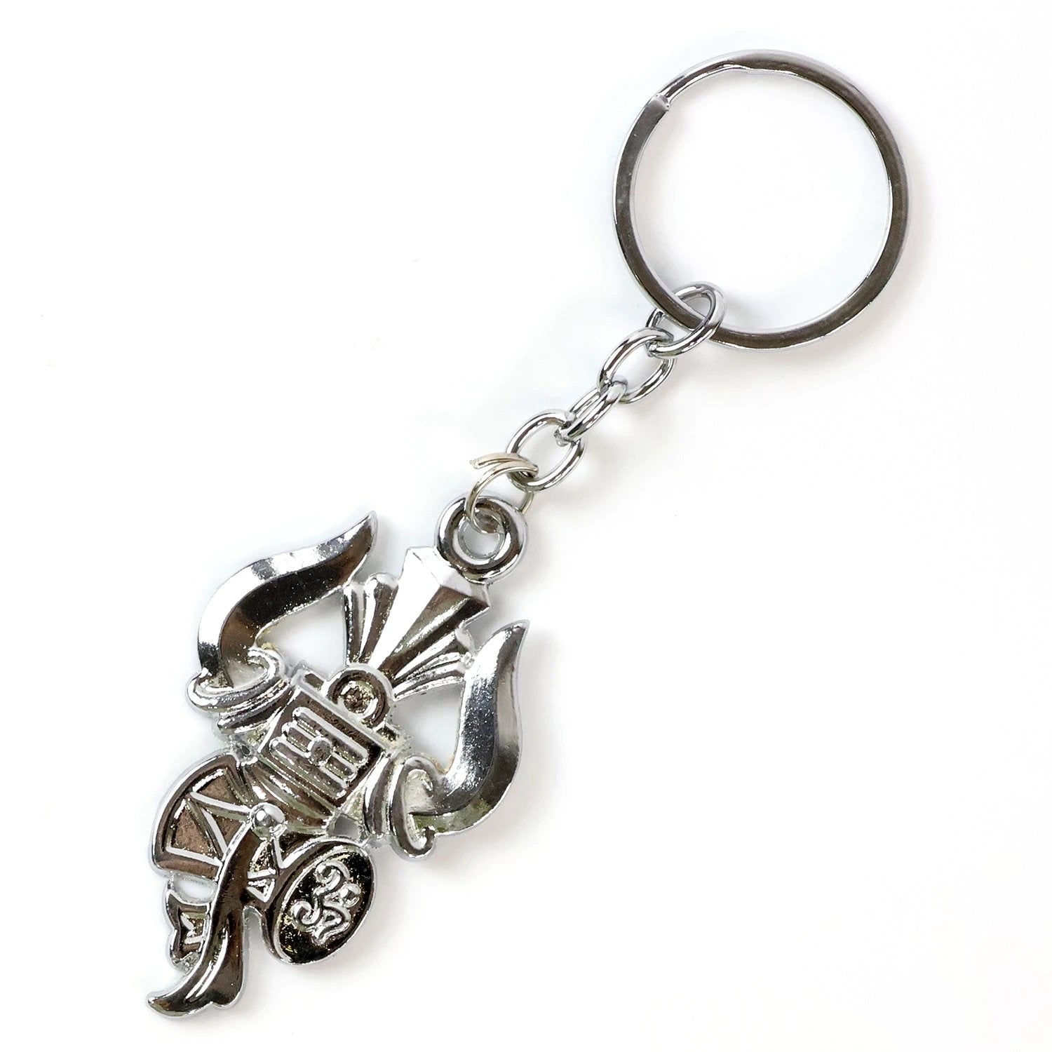 Trishul Damru Shiv Symbol Silver Keychain (1 Pc) - 69KART