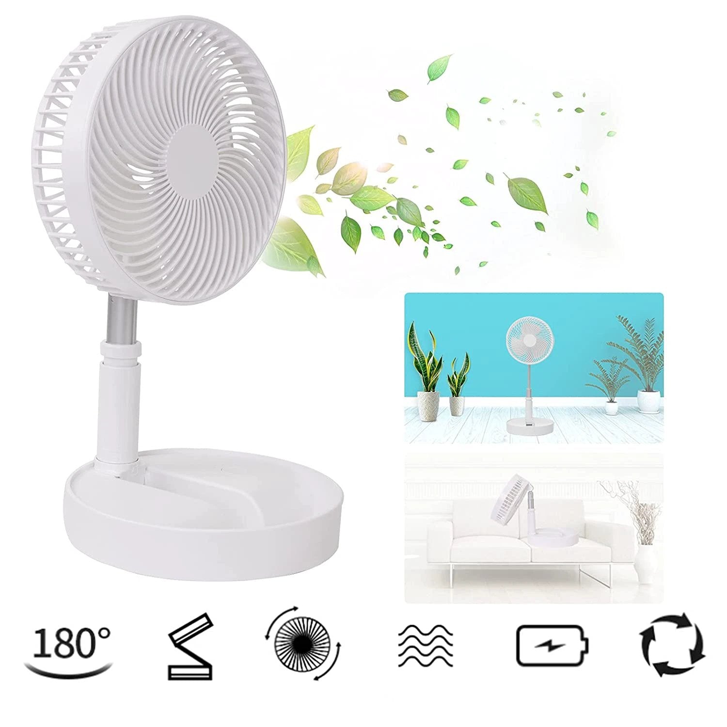 7206 Telescopic Electric Desktop Fan Height Adjustable Foldable  Portable For Travelcarry  Silent Table Top Personal Fan For Bedside Office Table (Battery Not Include) - 69kart