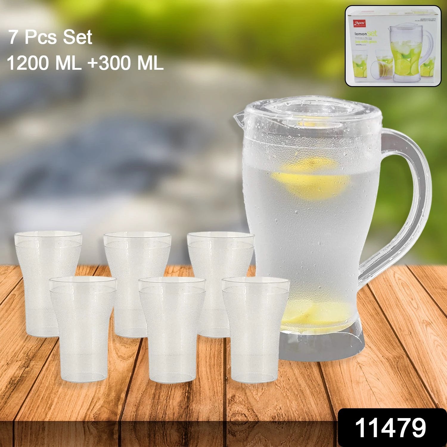 Apex Unbreakable Lemon Jug Set With 6 Glasses  1200ml Jug + 300ml Glasses Approx - 69kart