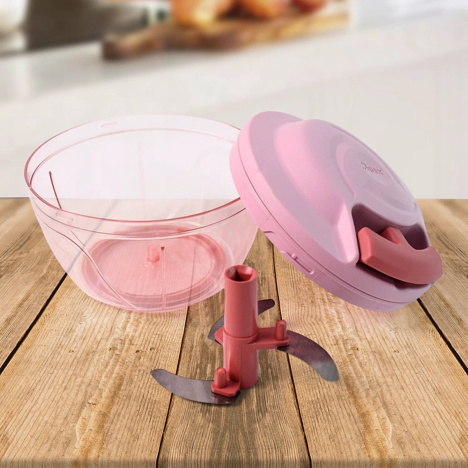 Apex Power-x Triple Stainless Steel Blades And Hand-pull Vegetable Chopper (500ml) by Wukusy