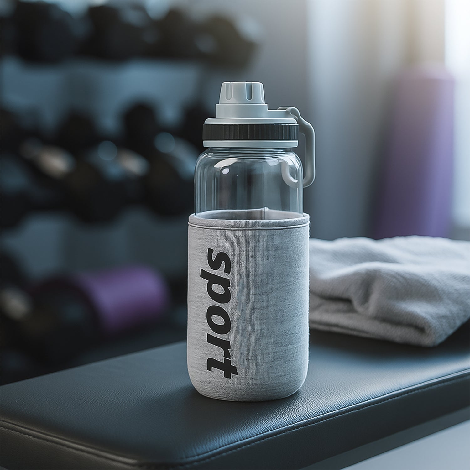 Sports Water Bottle With Protective Sleeve 700ml