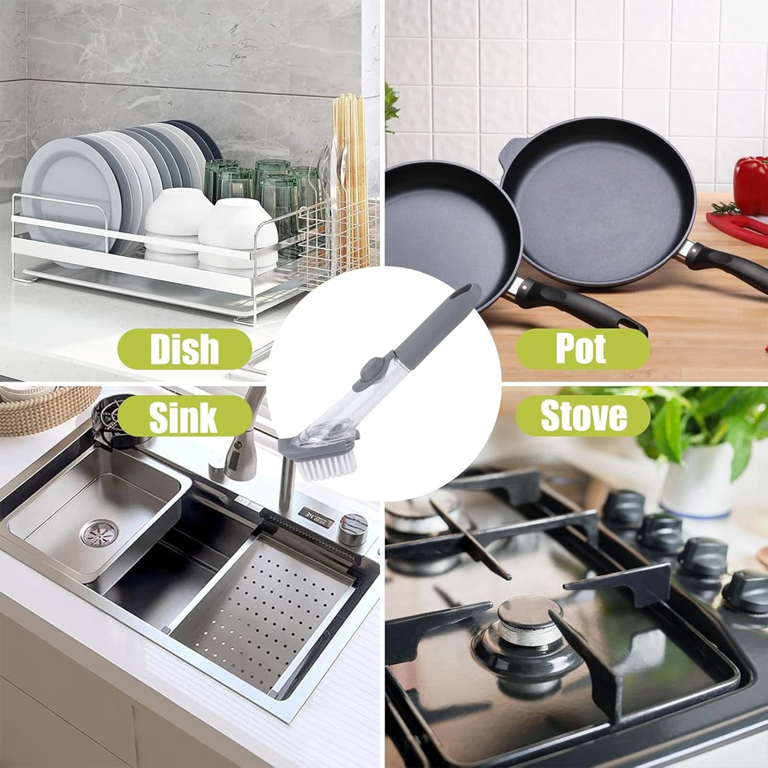 2 In 1 Soap-dispensing Dish Brush - (Set) - 69kart