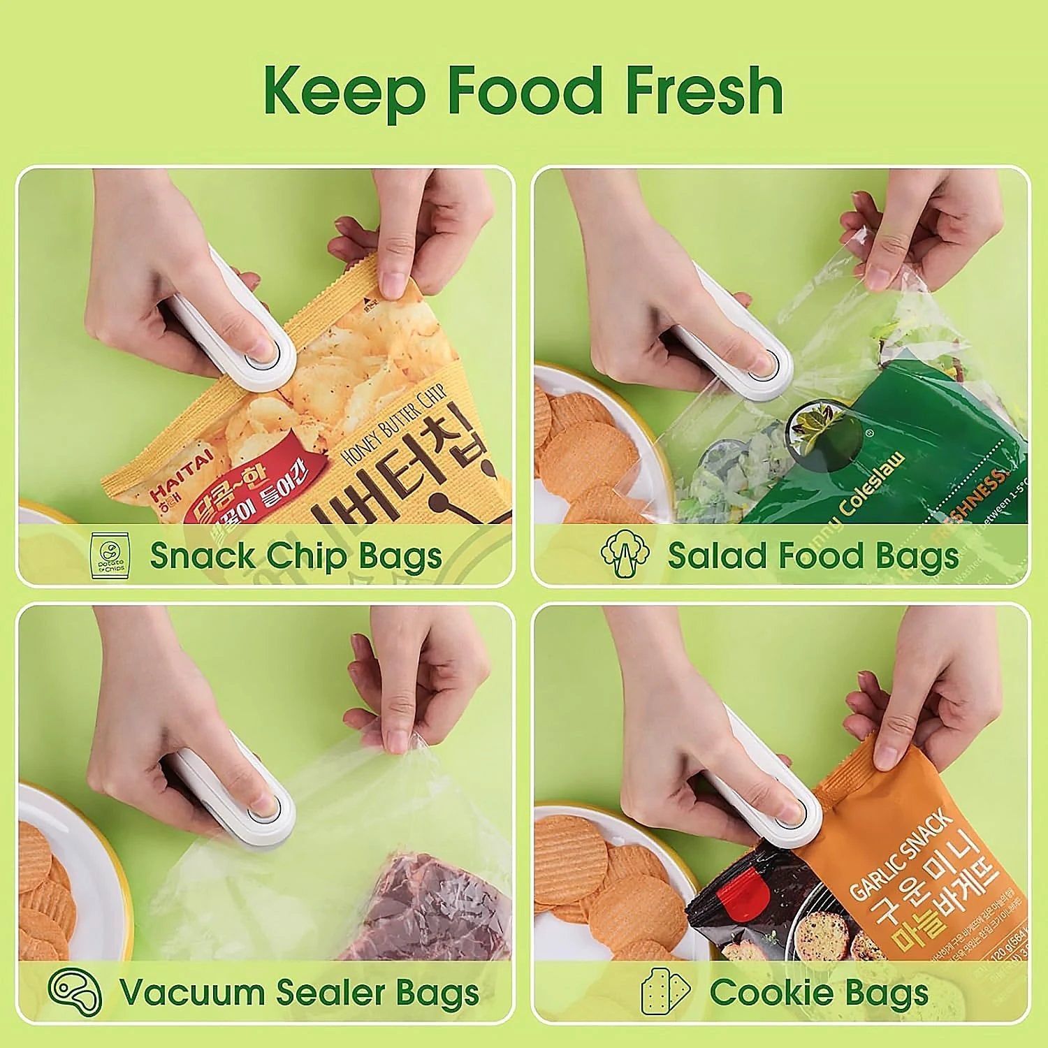 17865 Mini Bag Sealer 2 In 1 Seal Cutter Heat Sealers Type-c Usb Charging Portable Bag Reseller Handle Food Sealer Sealing Machine For Food Storage Plastic Bags Snacks Keep Food Fresh by Wukusy