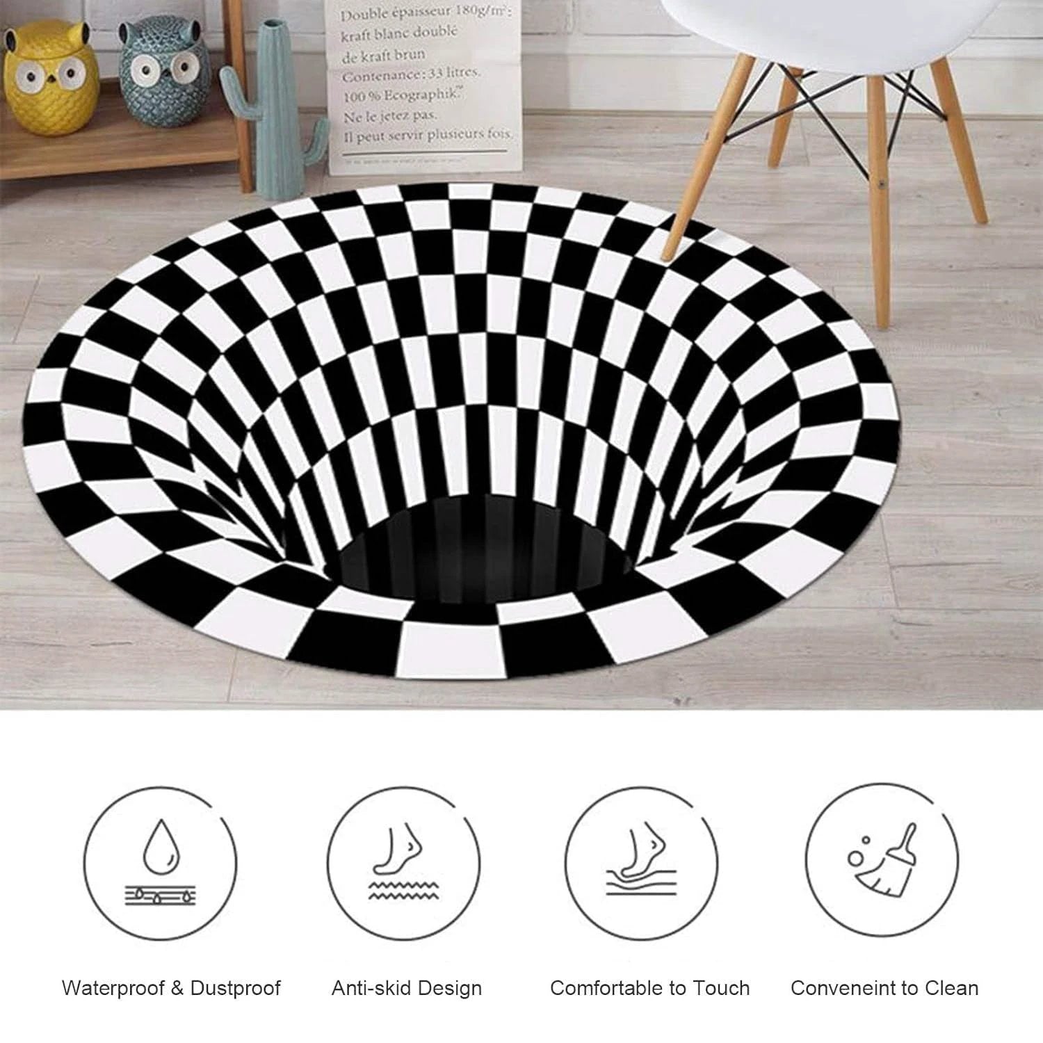3d Space Round Carpet Floor Mat Non-woven Doormat (1 Pc  78 Cm) - 69kart