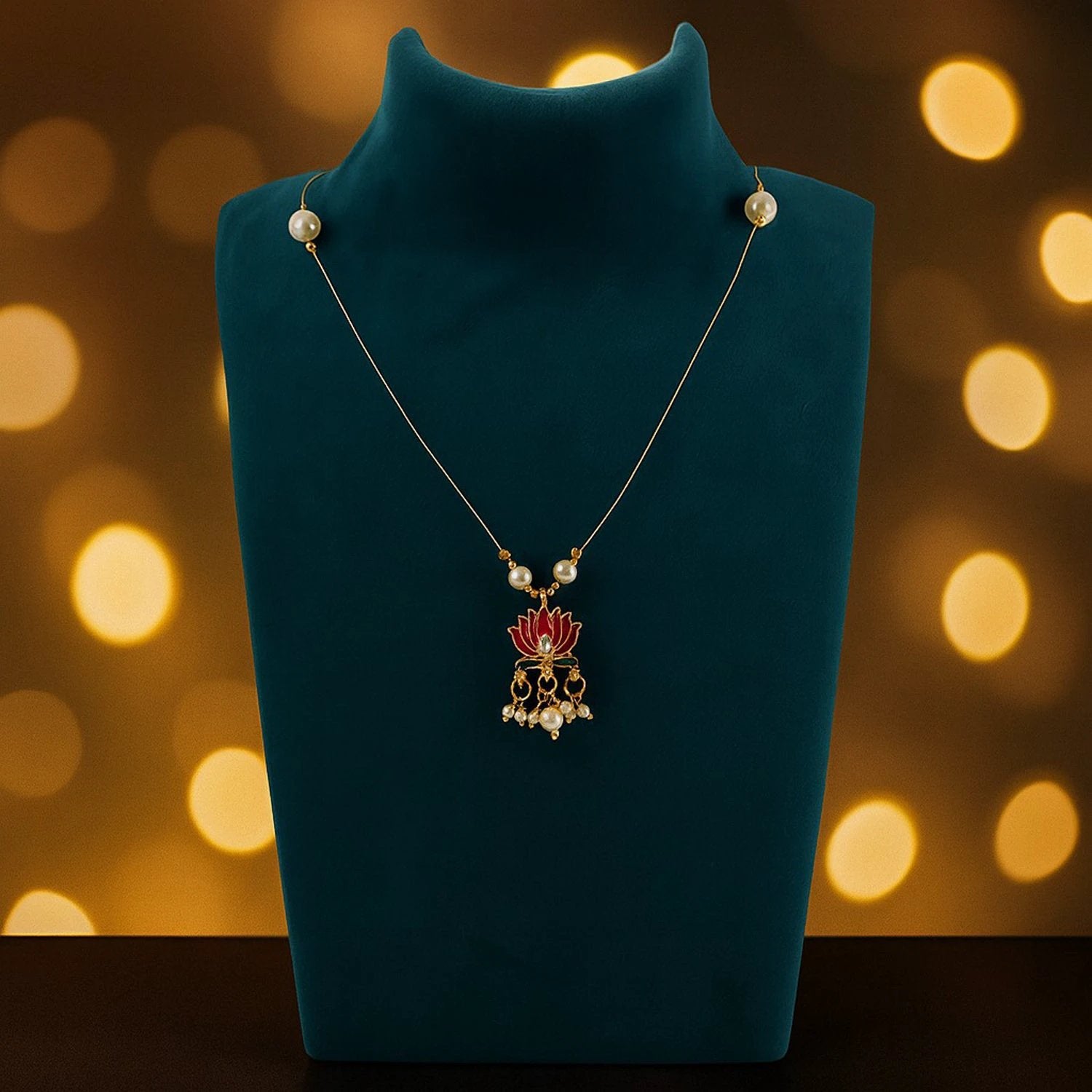Traditional Lotus Motif Pendant Chain (1 Pc) by Wukusy