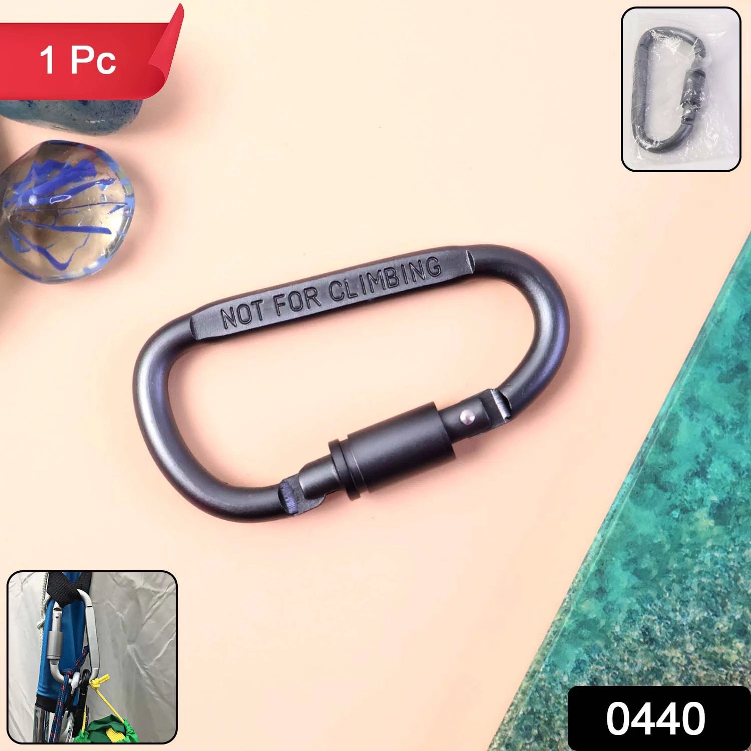 Heavy-Duty Metal Carabiner Hook with Screw Lock by Wukusy