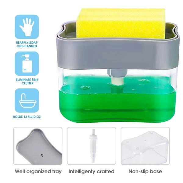 1485 Liquid Soap Dispenser On Countertop With Sponge Holder For Pet by Wukusy