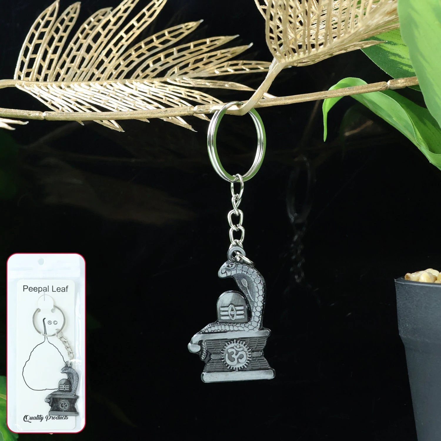 Shivling with Snake Design Silver Keychain by Wukusy