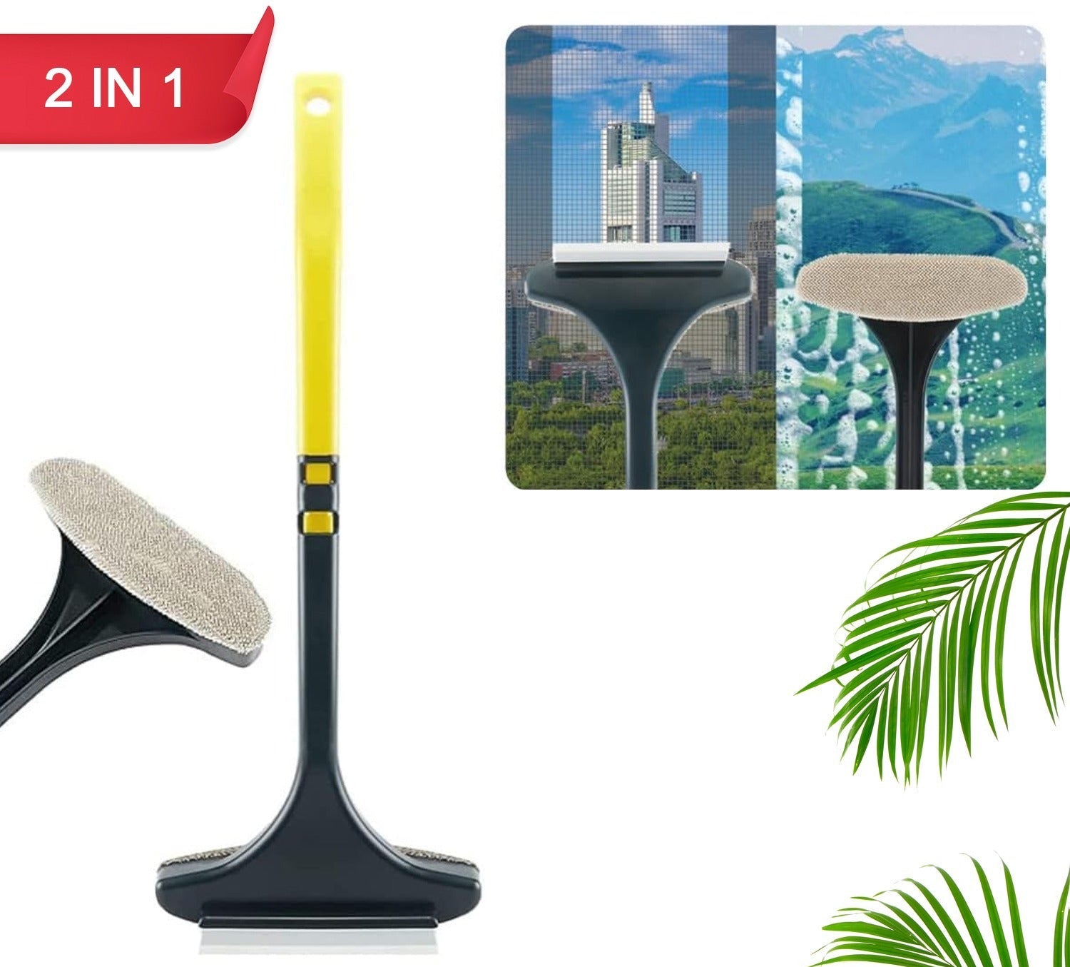 Brush 2 In 1 Mesh Cleaning Brush  Wiper With Extended Handle Window Cleaning Brush Net Cleanermagic Window Cleaner Brush Window Mesh Cleaner (1 Pc)