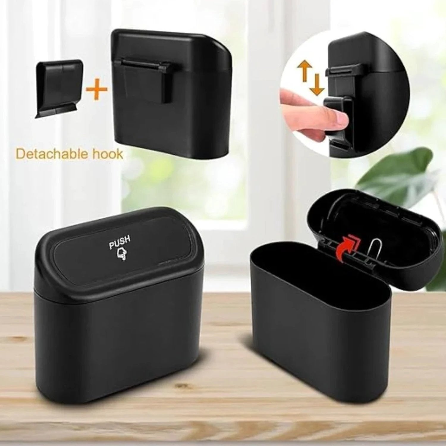Mini Car Trash Can With Lid Waterproof Car Trash Bin Storage Box (1 Pc) - 69kart