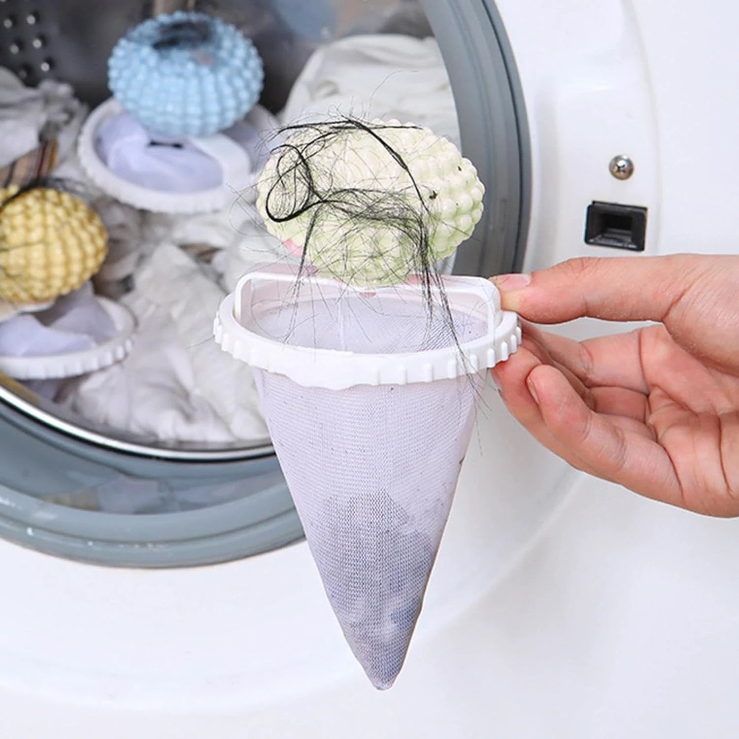 Reusable Washing Machine Floating Cylindrical Shape Lint Mesh Bag ( 1 Pc) - 69KART