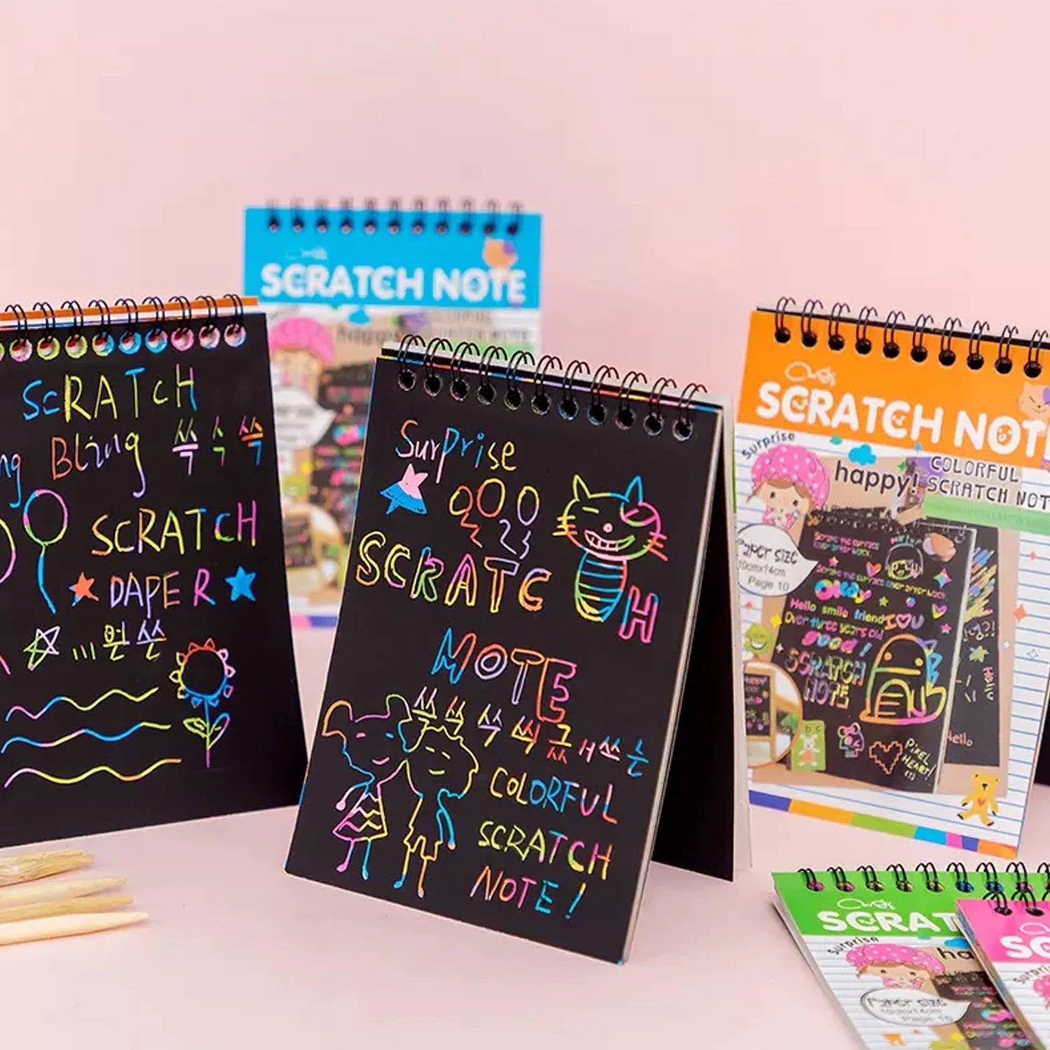 Crafts Rainbow Scratch Art Paper Book Sheets - 10 Pages (Pack of 1) - 69KART