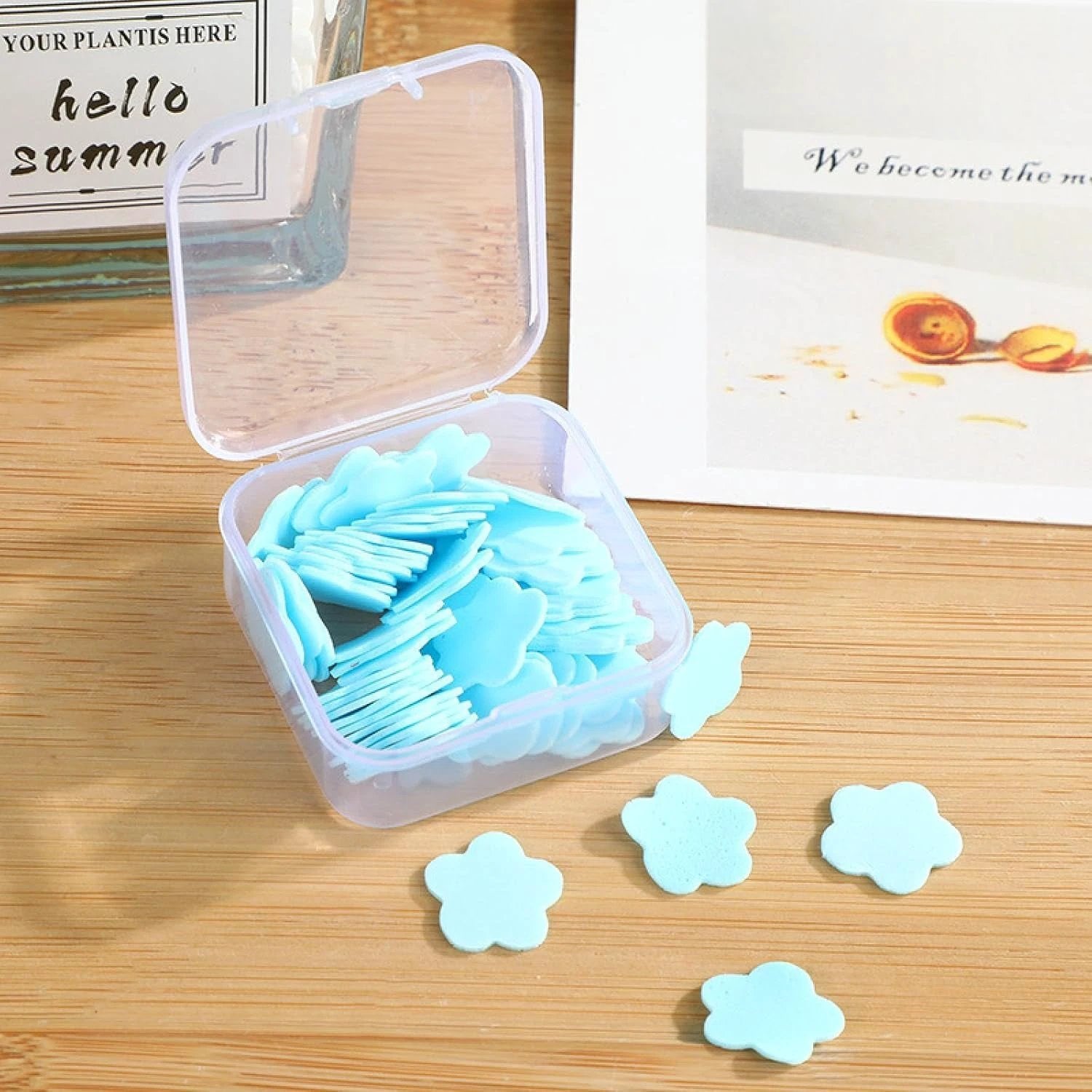 Mini Portable Travel Soap Paper Sheets Flower Shape (100 Pcs Set Approx  Mix Color) - 69kart