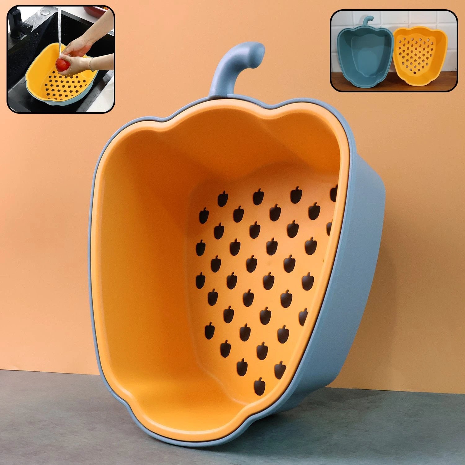 Pepper-shape 2-in-1 Washing Bowl - (1 Pc) - 69kart