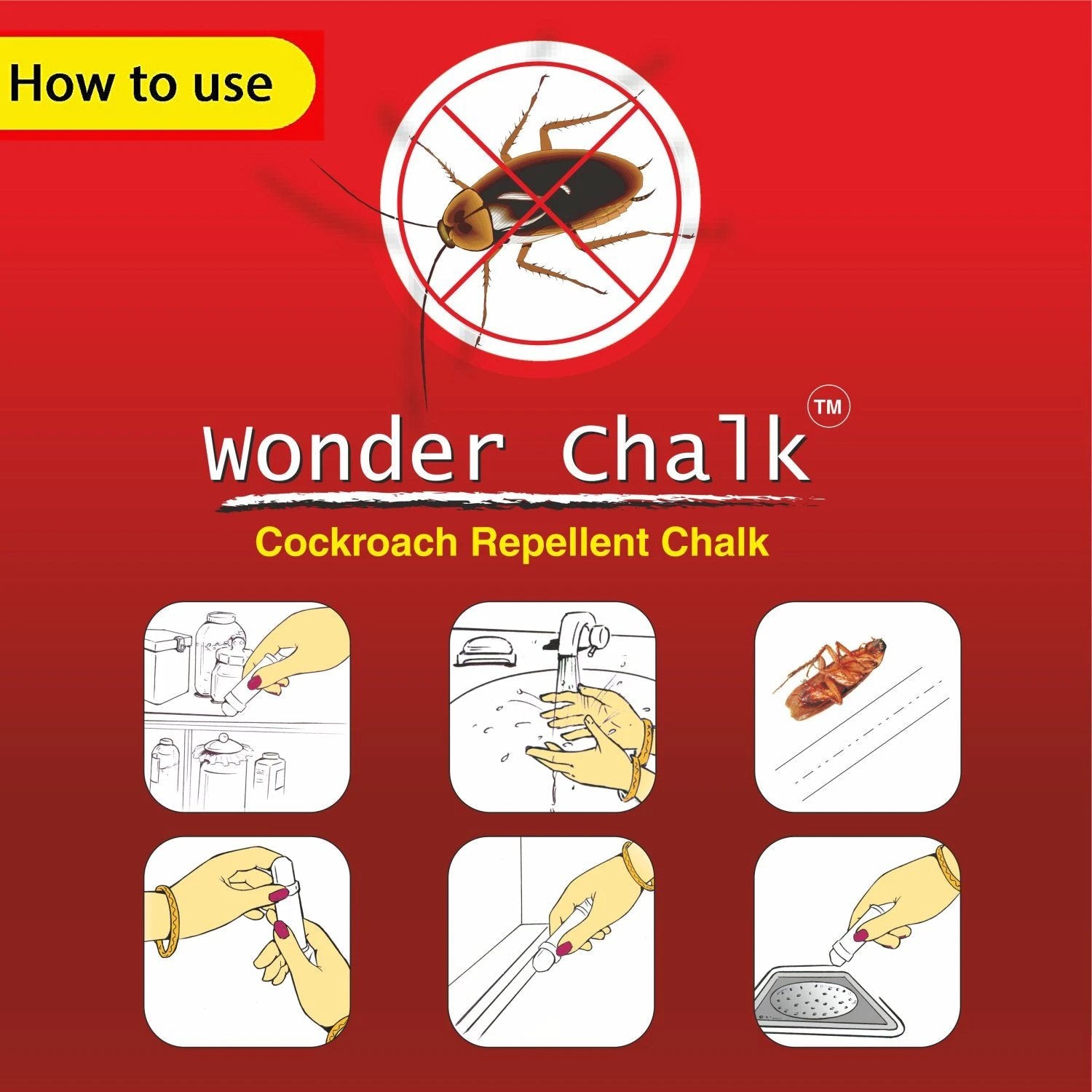1315 Cockroaches Repellent Chalk Keep Cockroach Away (Pack Of 12) by Wukusy