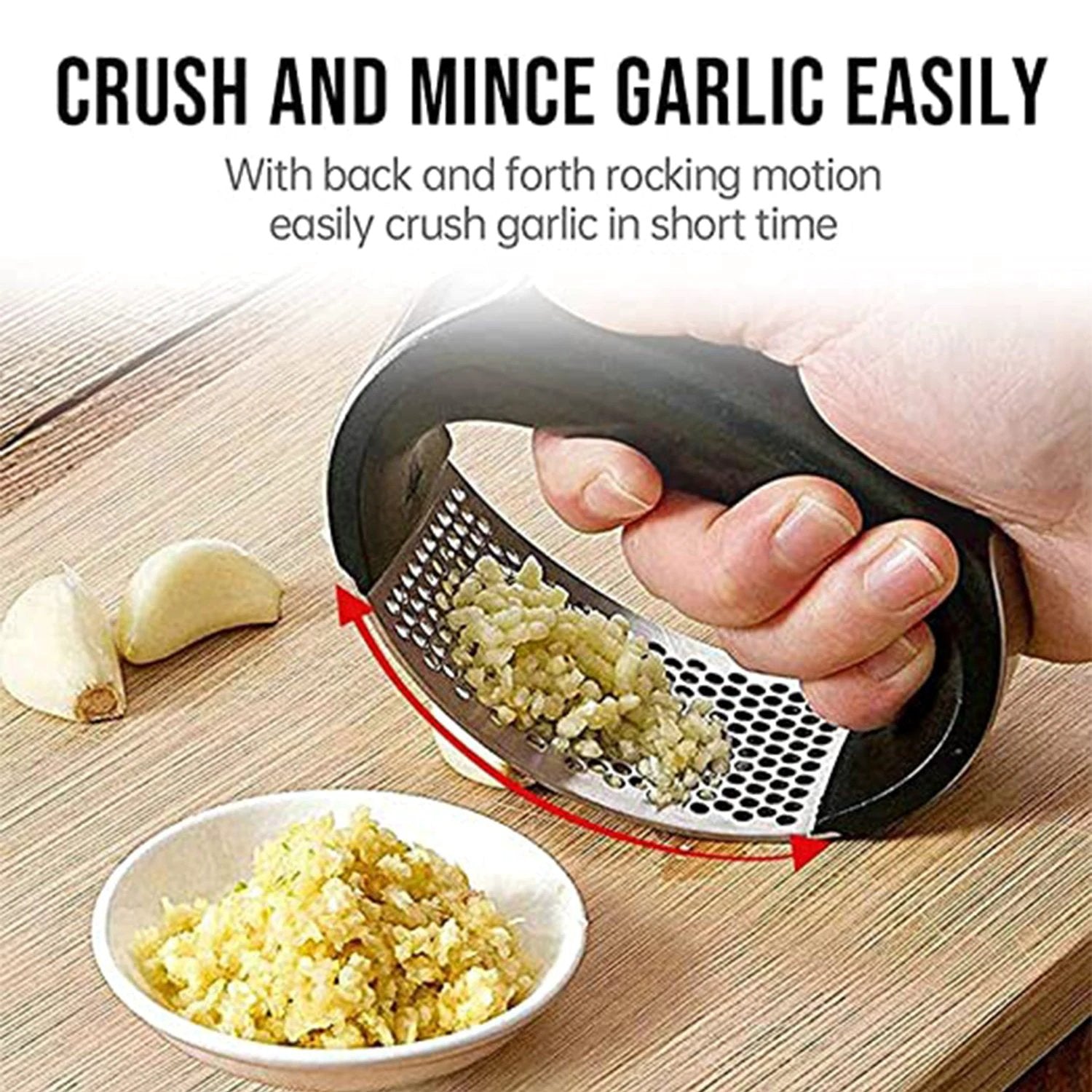 2350 Multipurpose Garlic Presser Squeeze Press Crusher Stainless Steel Kitchen Tools Quick Handy Ginger Garlic Crusher by Wukusy