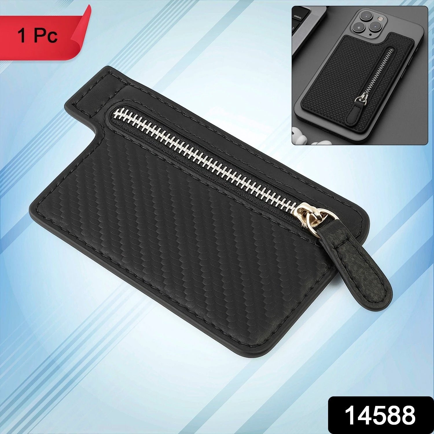 Black Adhesive Card Phone Holder Card Wallet Phone Attachment (1 Pc) by Wukusy