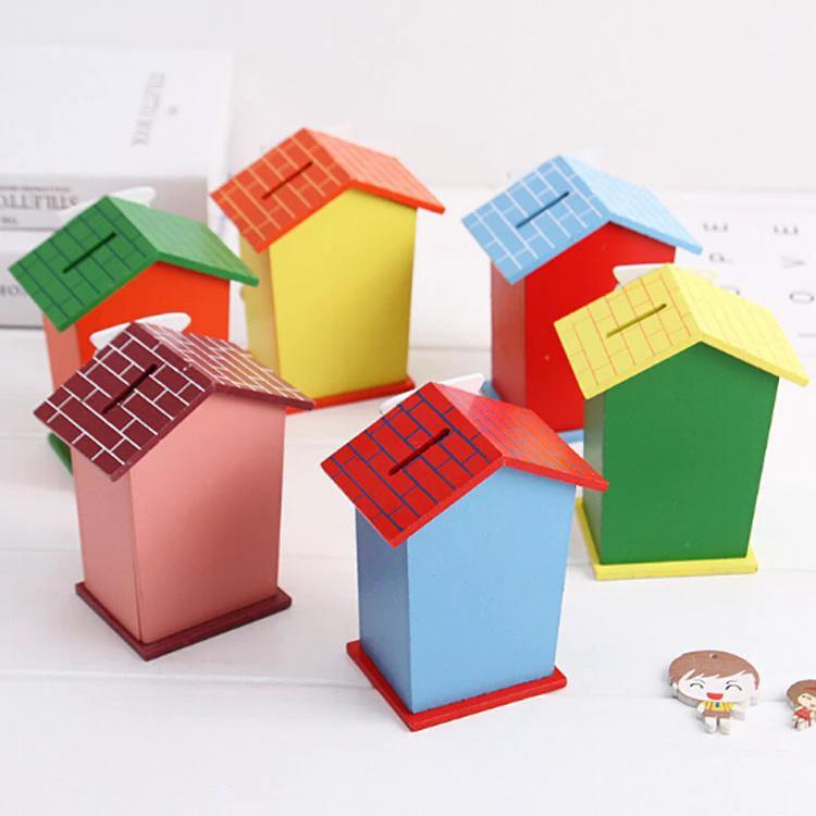 House Shaped Wooden Piggy Bank - 69KART