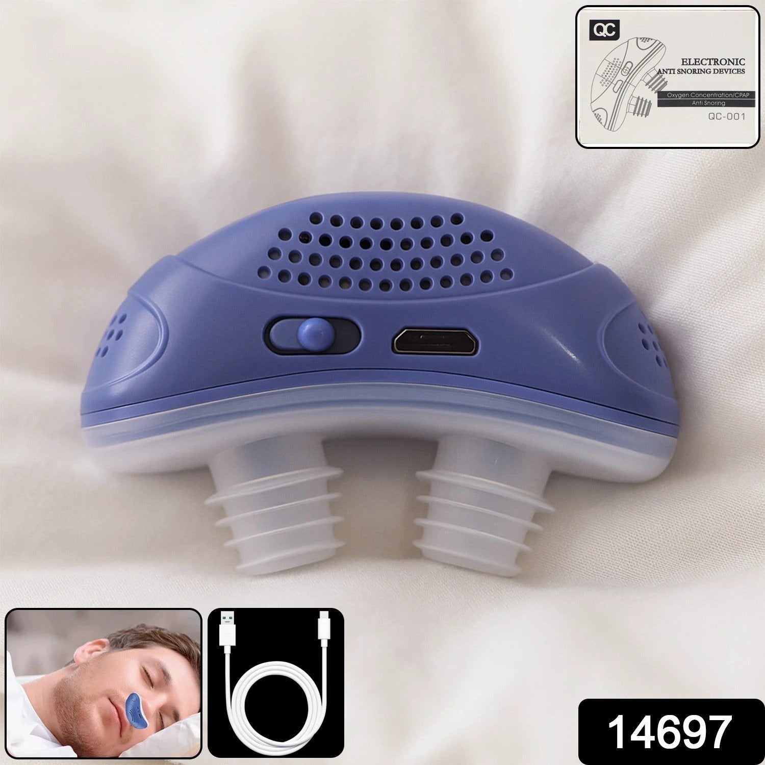 Rechargeable Electronic Anti-snoring Device With Air Purifier Function (1 Pc) - 69KART