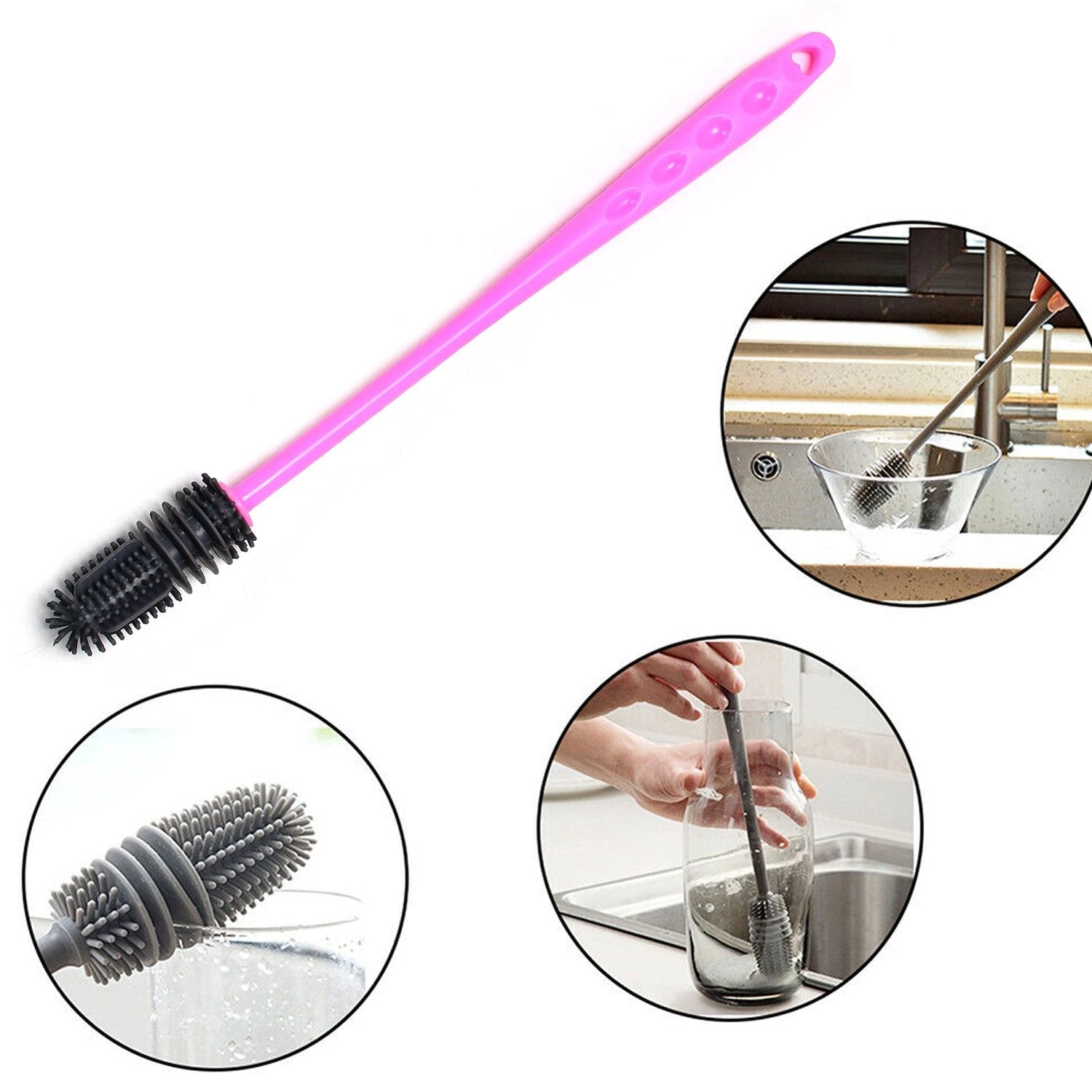 Long Bottle Cleaning Brush for Washing Water Bottles and Narrow Neck Containers - 69KART