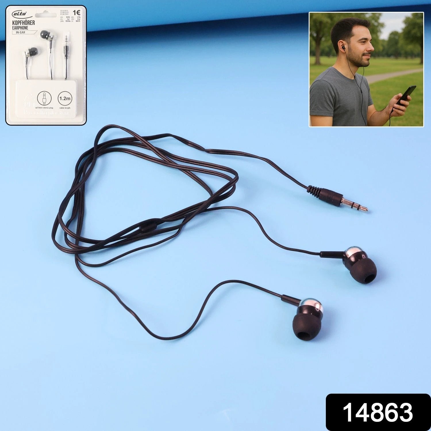 Wired Stereo Earphones With 3.5mm Jack (1 Pc 1.2m Cable) by Wukusy