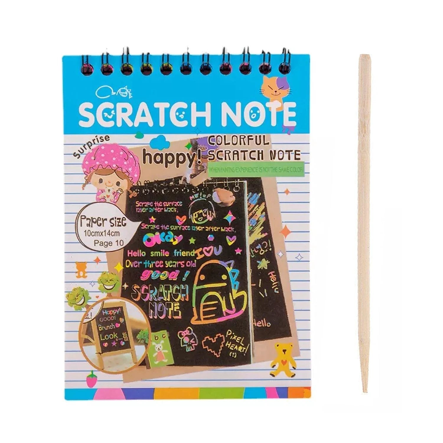 Crafts Rainbow Scratch Art Paper Book Sheets - 10 Pages (Pack of 1) - 69KART