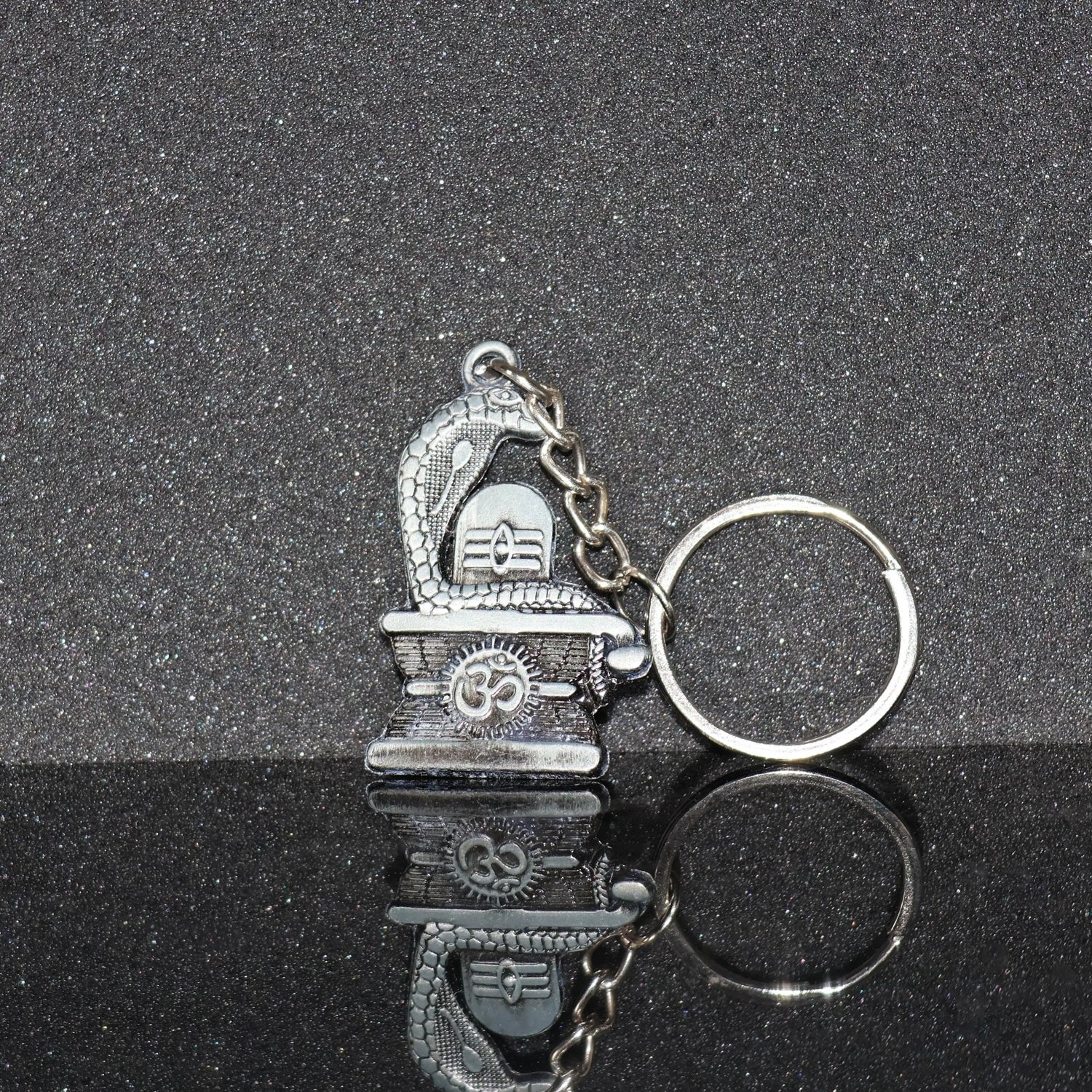 Shivling with Snake Design Silver Keychain by Wukusy