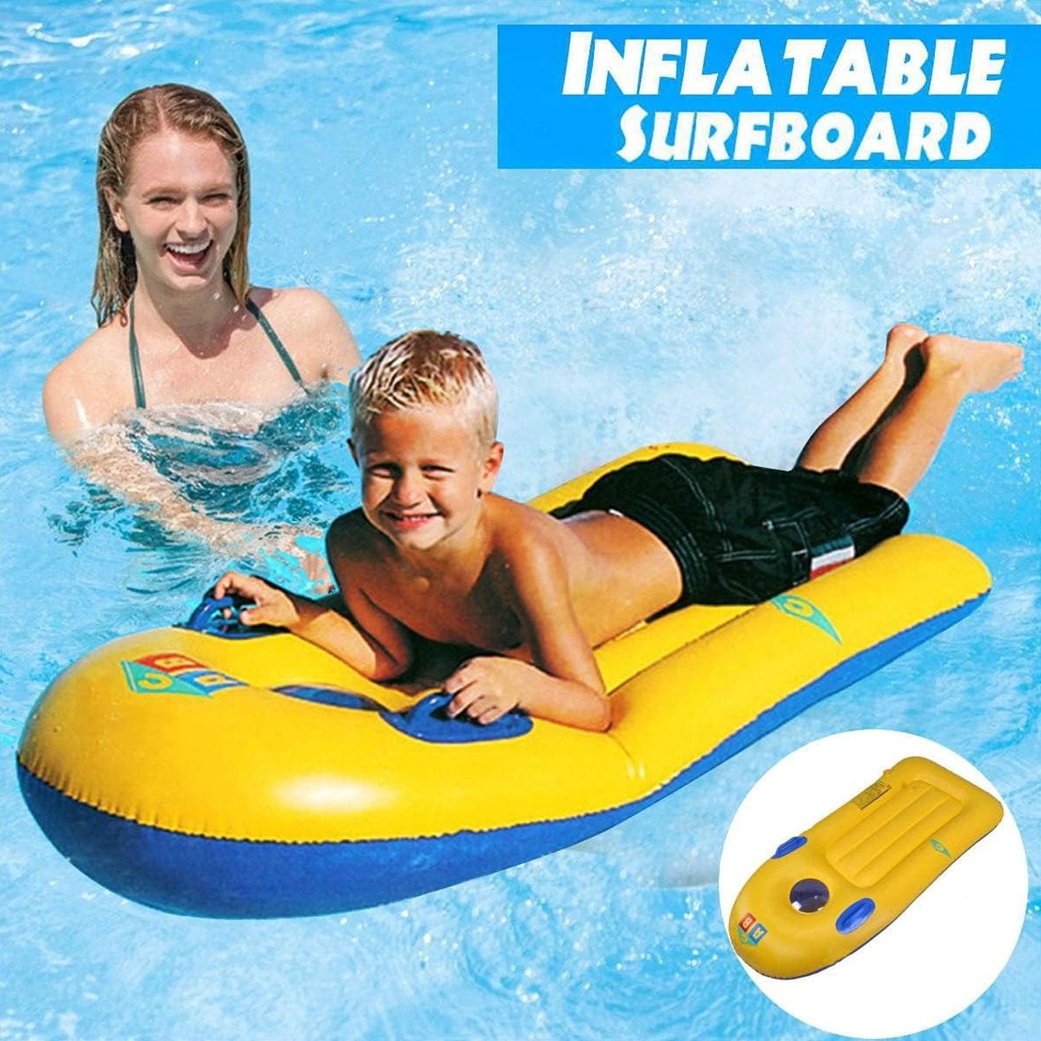 8029 Inflatable Surfboard For Kids Inflatable Bodyboard For Children With Handles Portable Surfboard For Children Outdoor Pool Beach Floating Mat Pad Water Fun by Wukusy