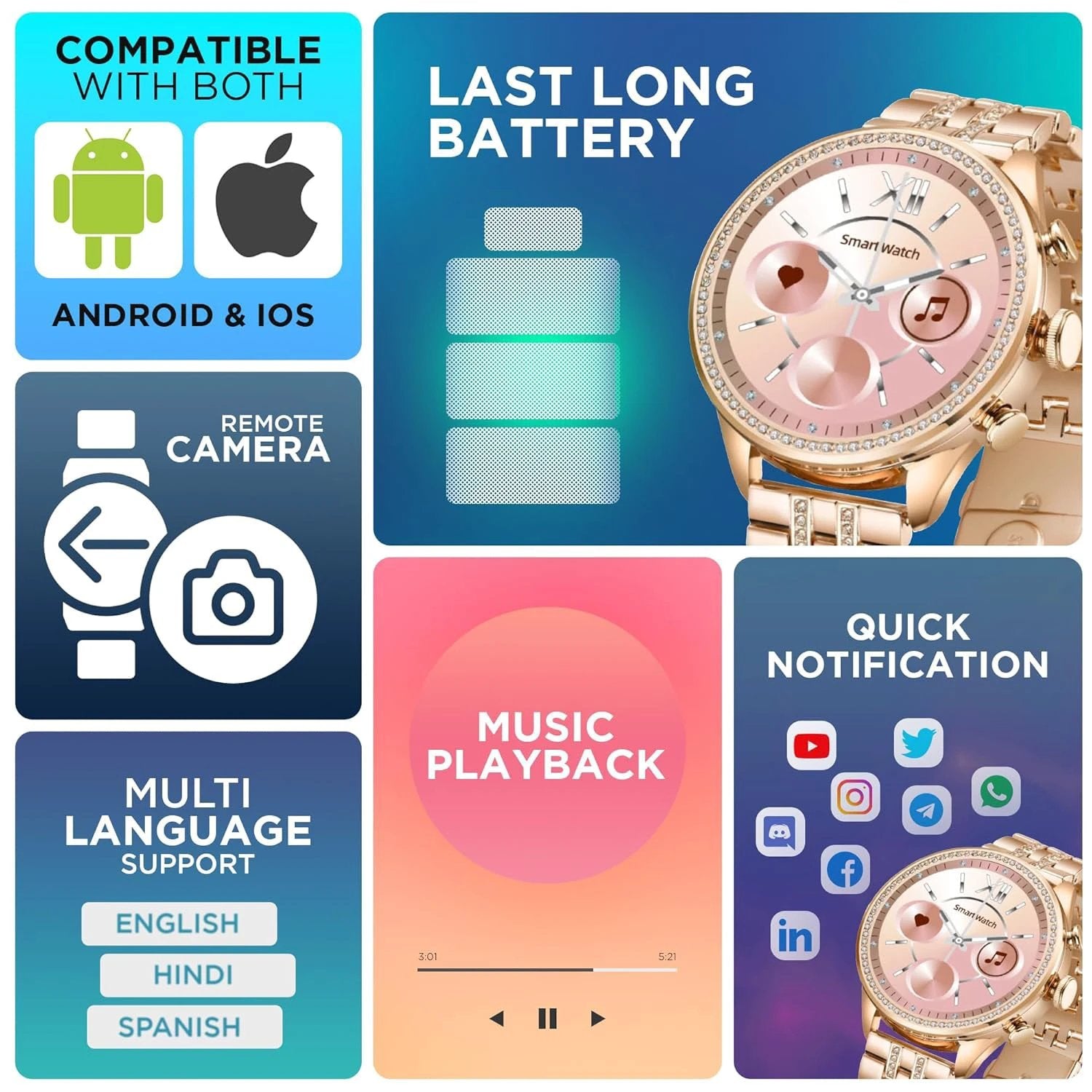 Gen 9 Diamond Strap Latest Smartwatch Hd Display 2 Straps (1 Set) - 69KART