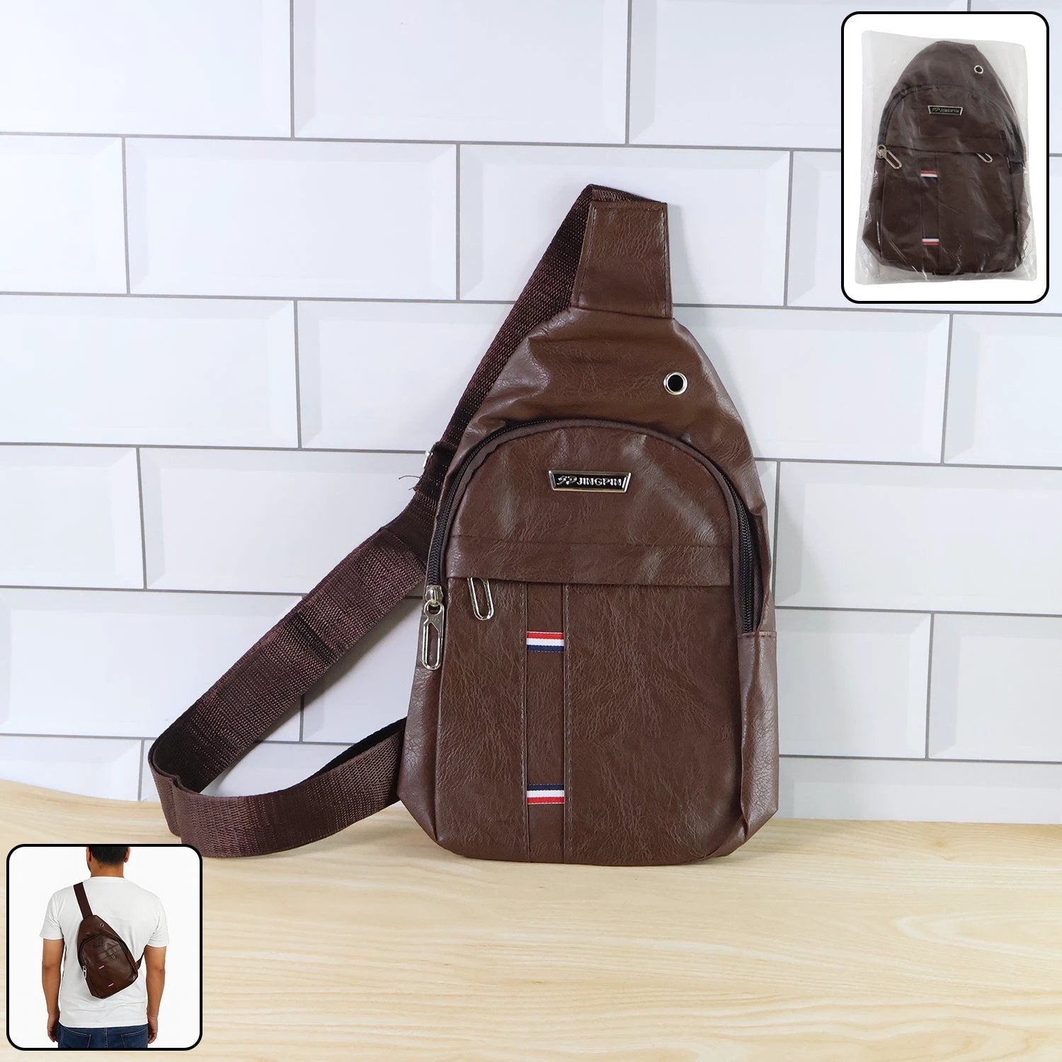 13112 Waterproof Anti Theft Cross-body Fanny Pack Waist Bag Shoulder Bags Chest Men Casual Fashion Usb Charging Earphone Hook Sling Travel Bag (1 Pc) by Wukusy