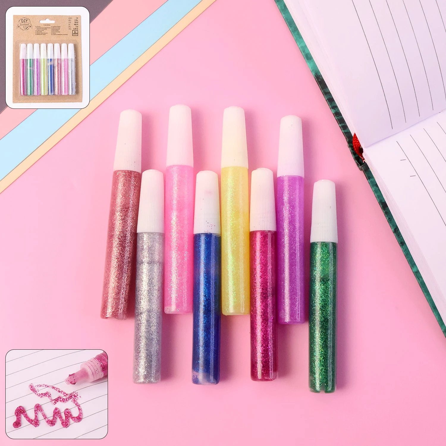 Diy Multi-color Glitter Craft Glue Pen Set (10ml  8 Pc) - 69KART