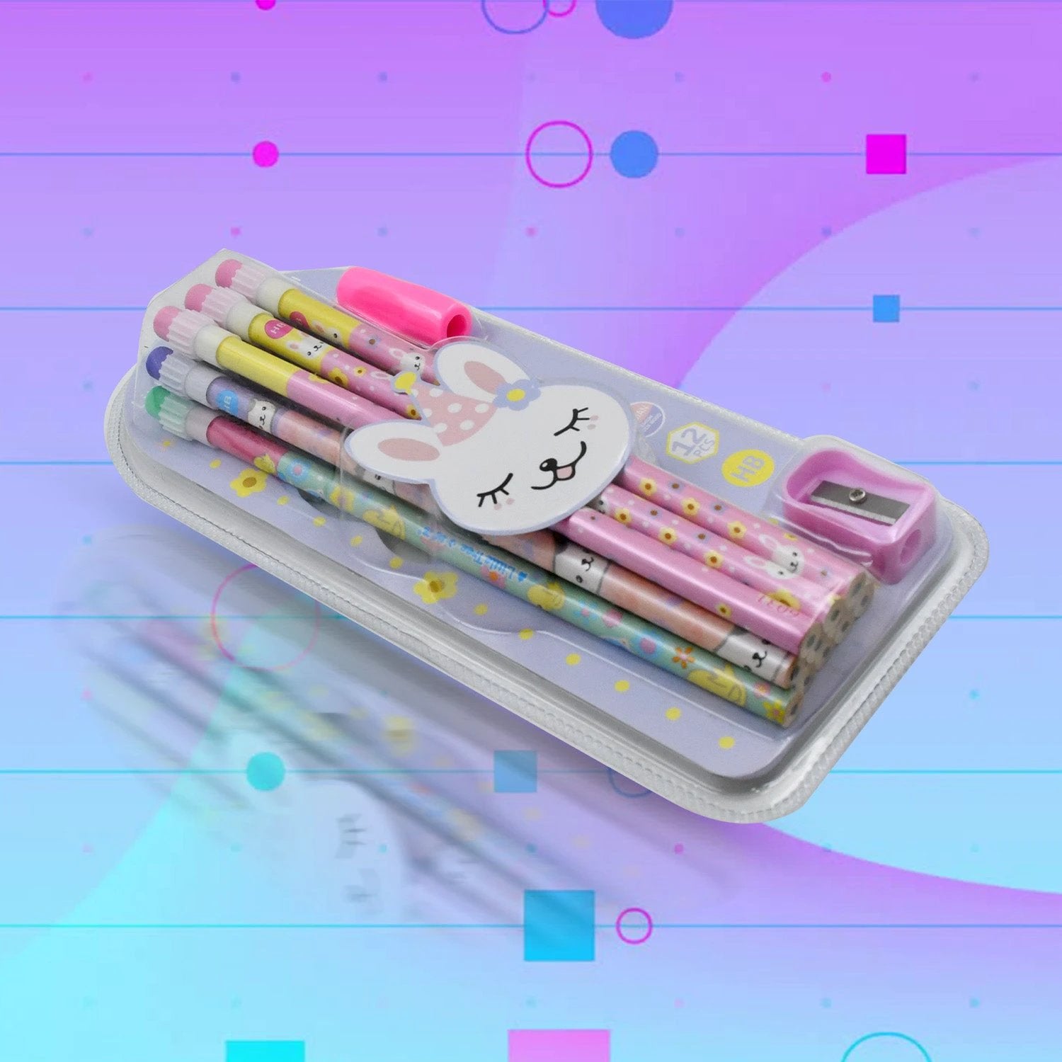 4396 Cute Rabbit Bear Drawing Graphite Writing Pencil Set With Pencil Sharpener  Eraser Pencil And Eraser Set With Eraser For Kids For Girls Fancy School Stationary Birthday Party Return Gift (14 Pc Set) - 69KART