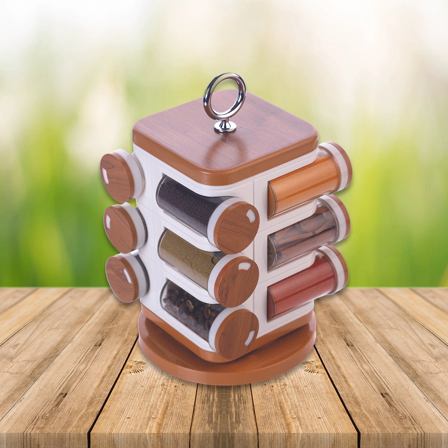 8118 Ganesh 12-jar Revolving Spice Rack Masala Box - 69KART