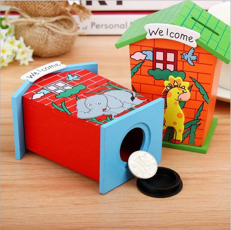 House Shaped Wooden Piggy Bank - 69KART