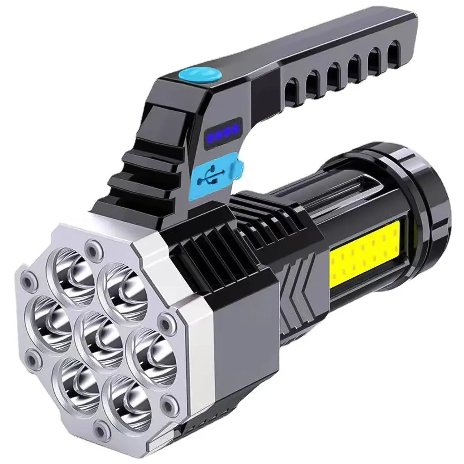 Portable Flashlight  Torch  Cob 7led Hand Light Usb Rechargeable Light With Side Light (1 Pc) - 69kart