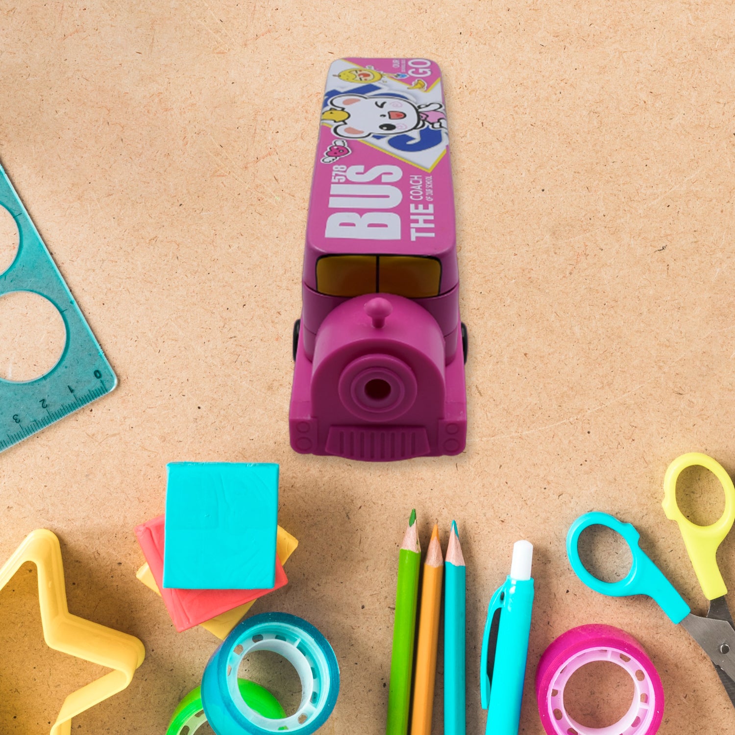 Double Decker Magic Bus Compass Pencil Box