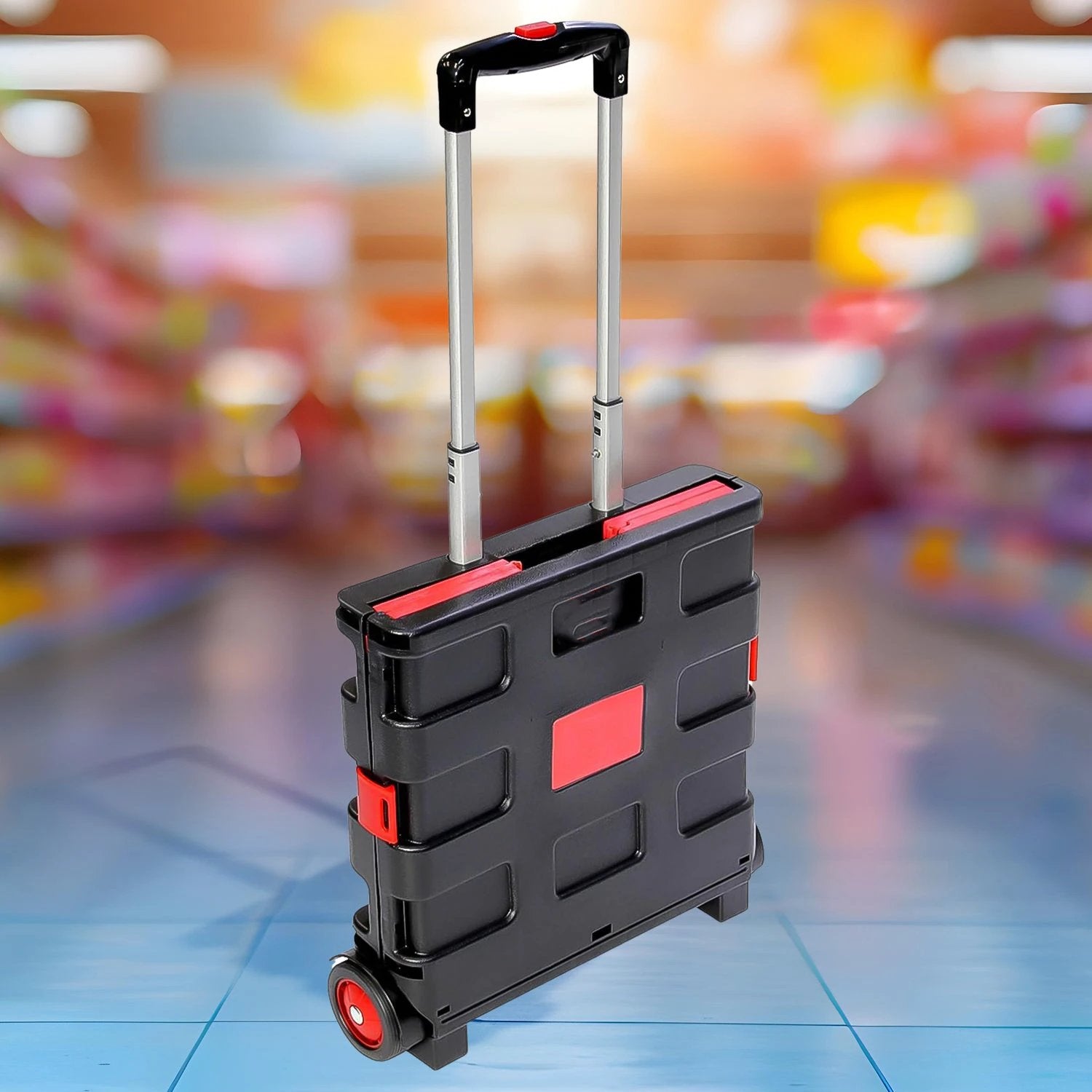 Foldable Shopping Grocery Trolley  Cart Travel Portable Food Basket (1 Pc) - 69KART
