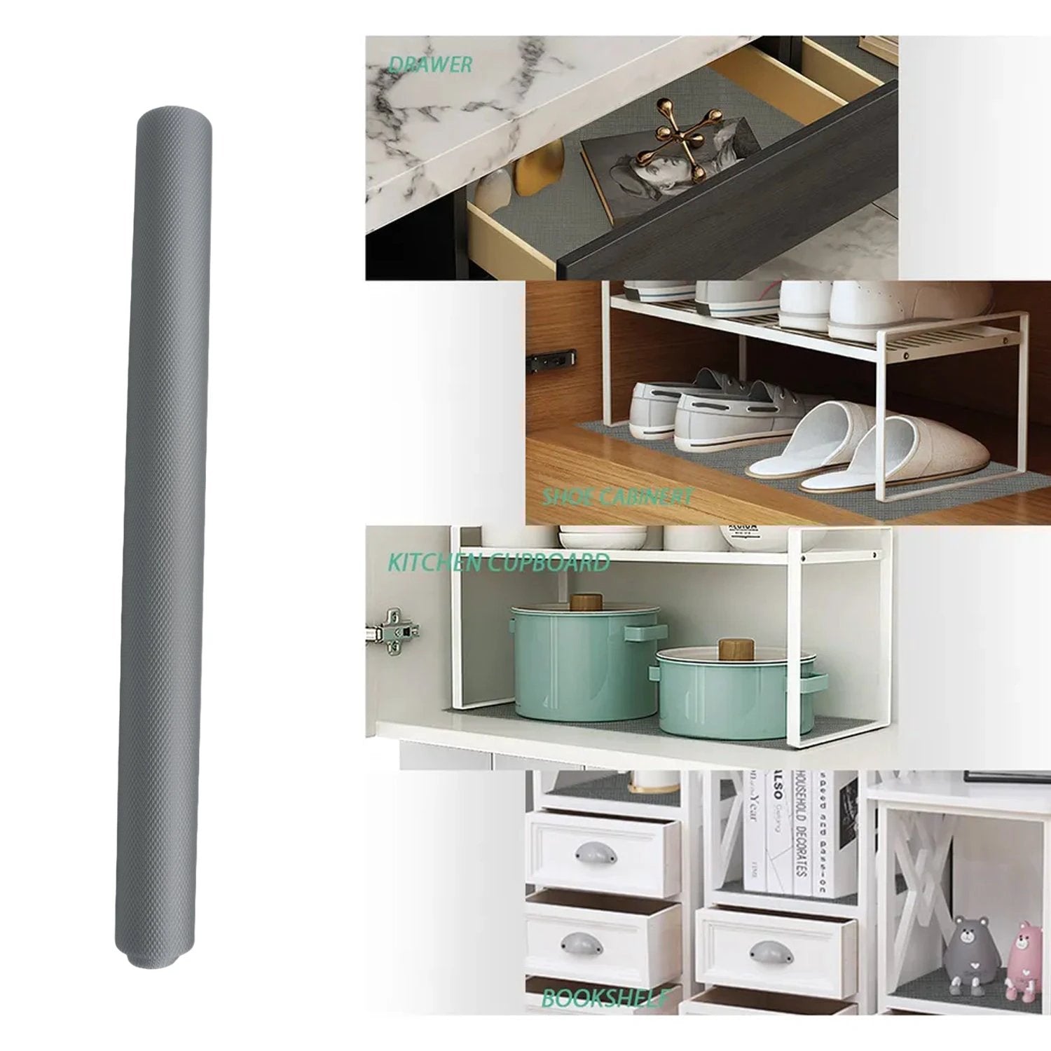 5861 Multipurpose Anti-slip Bathroom Kitchen Cabinet Drawer Shelf Mat Liner Sheets Roll Fridge Mat Table Mat Anti-slip Super Strong Placement Mat For Fridge Bathroom Kitchen Drawer Shelf Liner (45cmx1.25m) by Wukusy