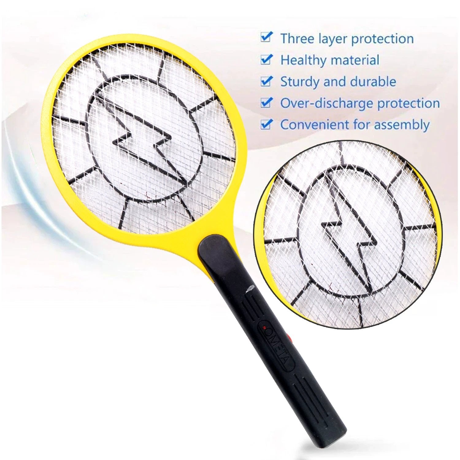 Yellow Rechargeable Electric Mosquito Killer Racket With Cable by Wukusy