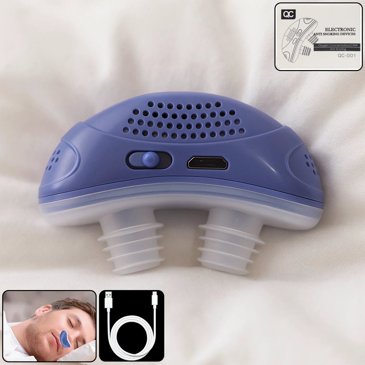 Rechargeable Electronic Anti-snoring Device With Air Purifier Function (1 Pc) - 69KART