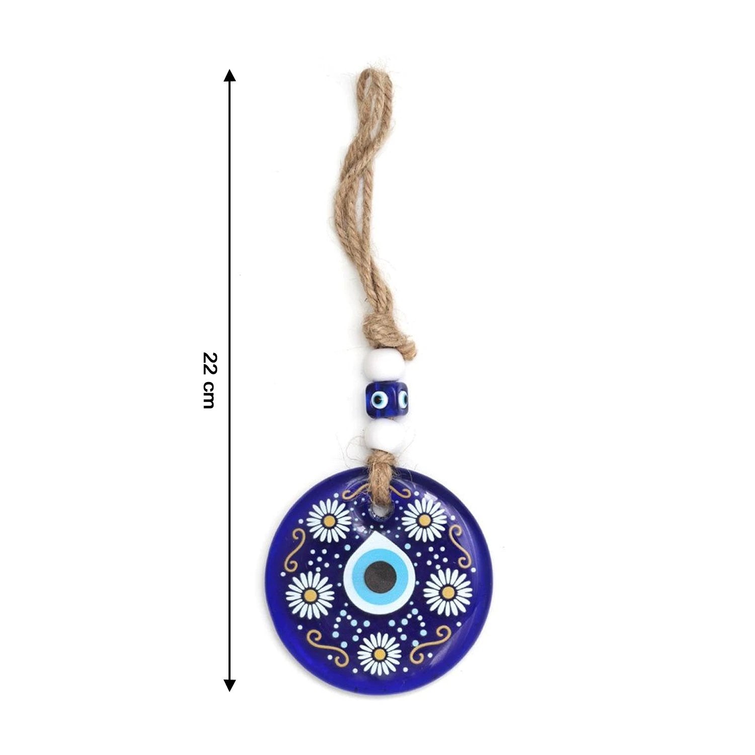 Decorative Evil Eye Wall Hanging Nazar Protector Charm With Beads Wind Chime (1 Pc) by Wukusy