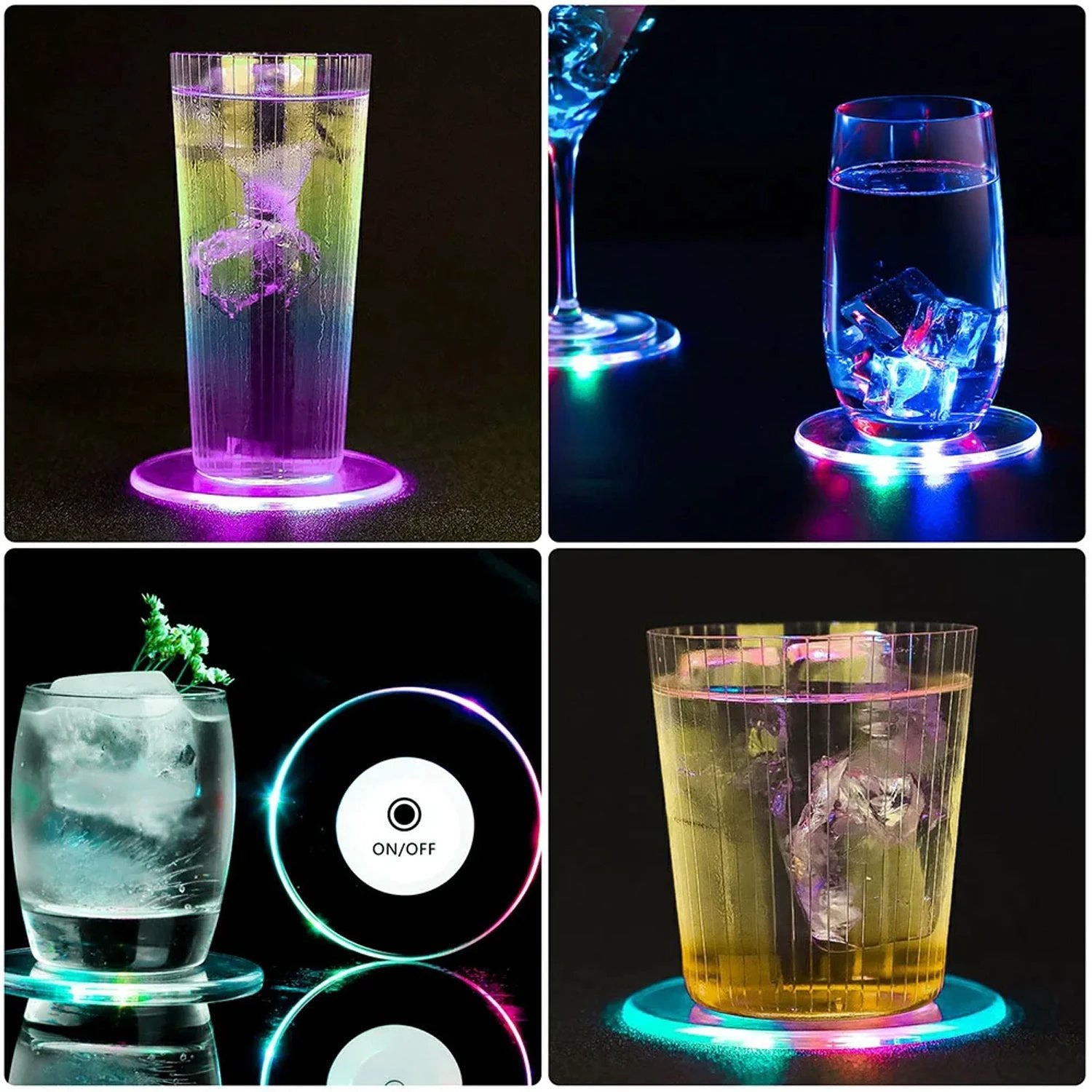 Colorful Led Cocktail Coaster Round Ultra-thin Led Drink Coaster (1 Pc) by Wukusy