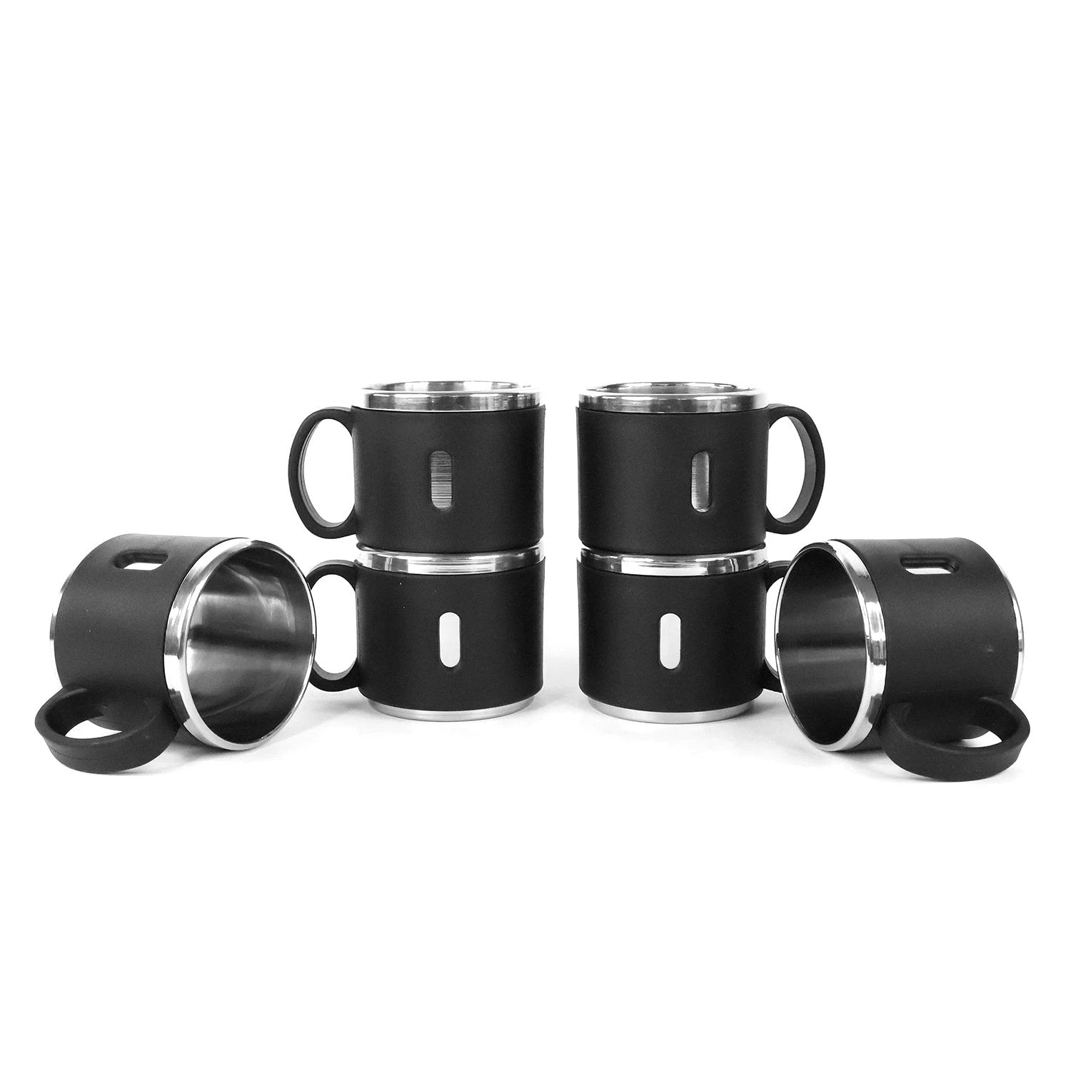 Apex Premium Stainless Steel Double Wall Coffee Mug Gift Set (6 Pc 150 Ml) by Wukusy