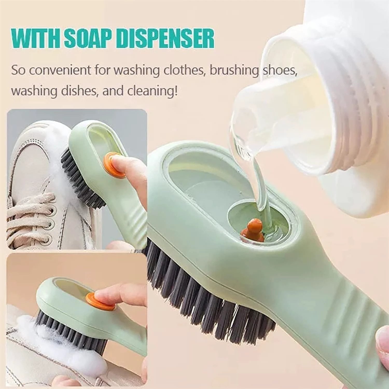 17928 Multifunctional Scrubbing Brush With Liquid  Soap Dispenser Cleaning Brush With Liquid  Soap Dispenser Shoe Brush For Cleaning Cloth Cleaning Brush With Handleliquid Shoe Brush For Shoe Clothes (1 Pc) - 69kart