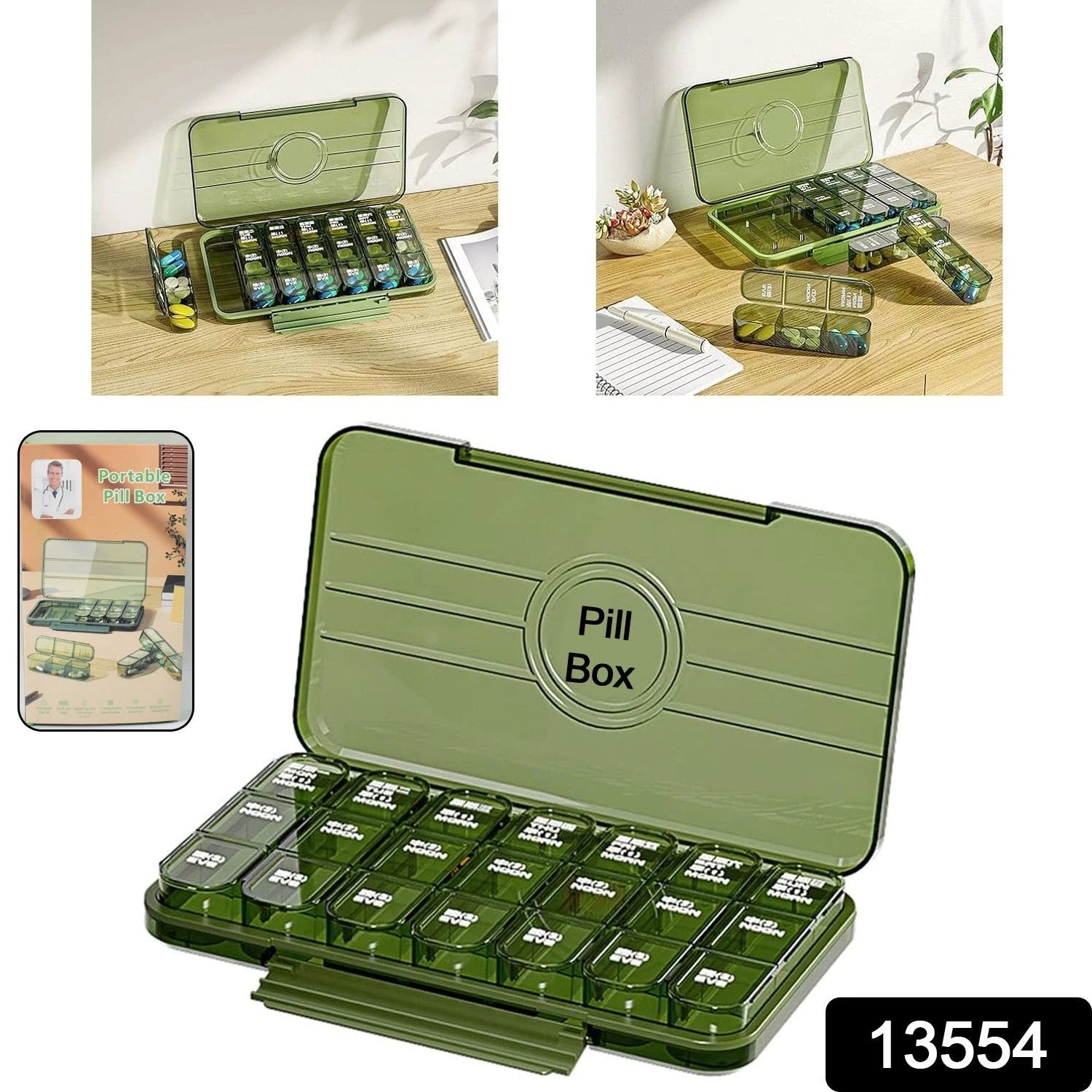Portable Weekly Pill Box Organiser Daily Pill Keeper 21 Grid Container (1 Pc) by Wukusy