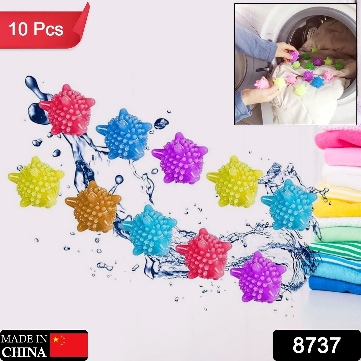 8737 Soft Star Washing Machine Laundry Dryer Balls Laundry Ball For Household Cleaning Washing Machine Clothes Softener (10 Pcs Multi Color) by Wukusy