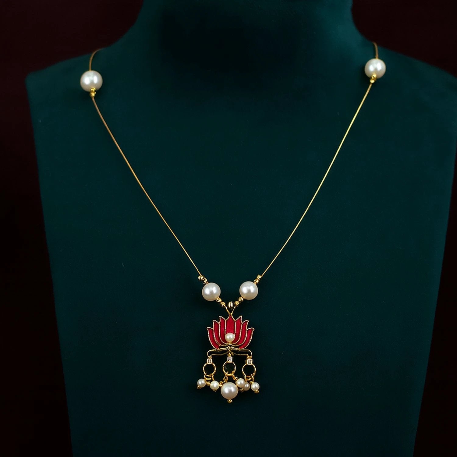 Traditional Lotus Motif Pendant Chain (1 Pc) by Wukusy